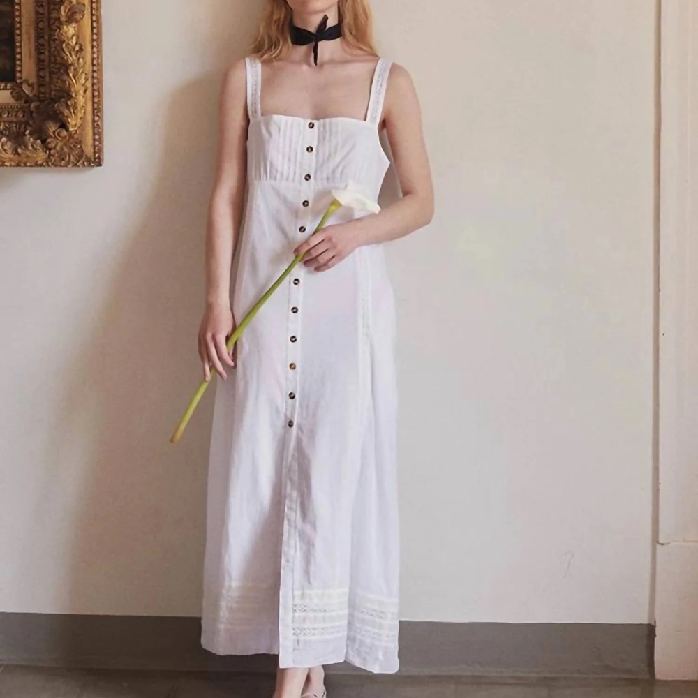 Elegant White Button-Down Dress